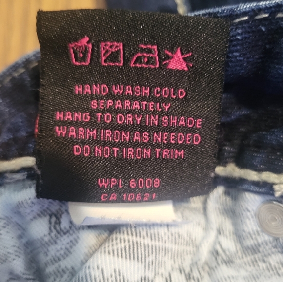 Rock & Roll Cowgirl Mid Rise Bootcut Blue Denim Embelleshed Jeans 33×34 A76 - Picture 7 of 12